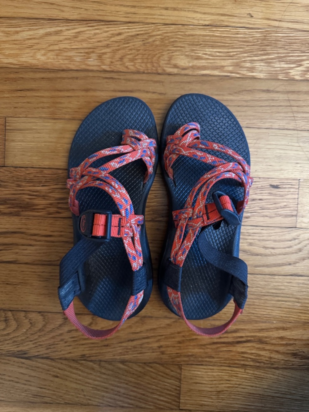 Chaco Sandals with Coral-Patterned Straps